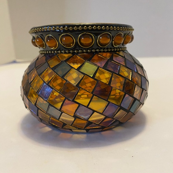 PartyLite Global Fusion Votive Holder P8367 Mosaic Tile Glass Tealight Retired - Picture 3 of 13